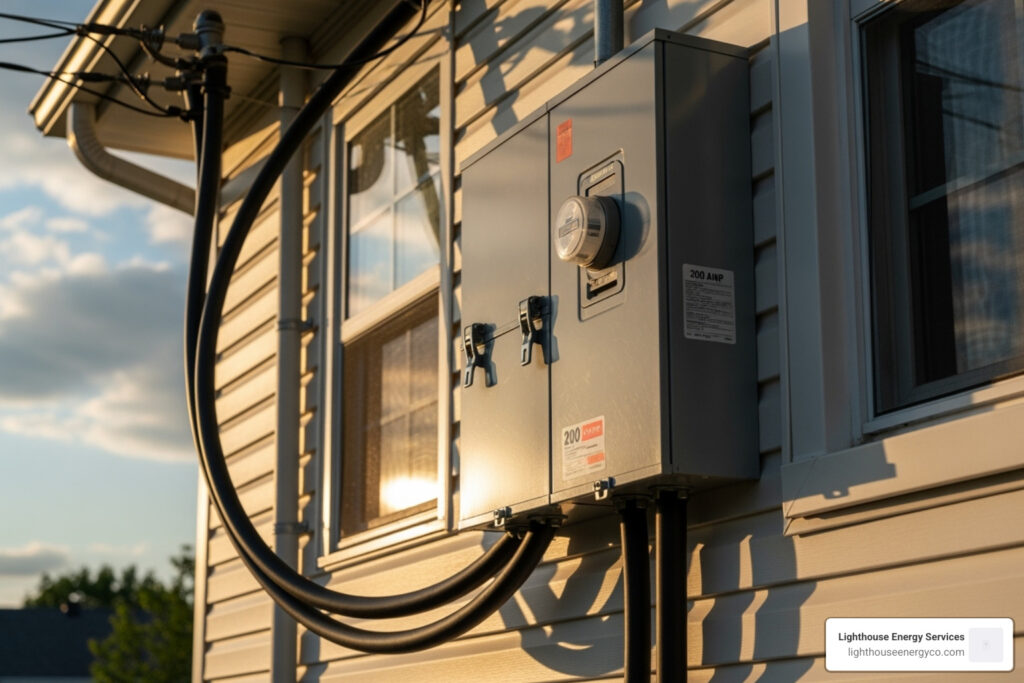 200 amp breaker box outside