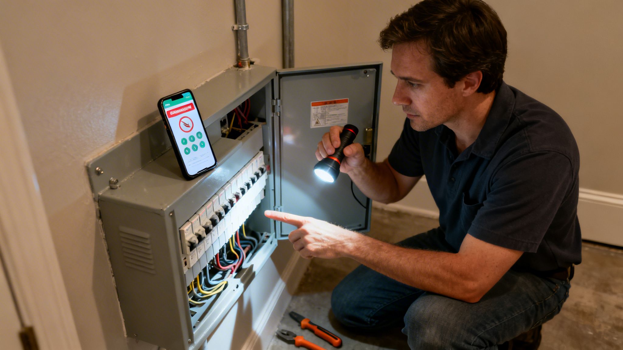 licensed electrical contractor near me electrical inspection Finding a Licensed Electrical Contractor Near Me in Palm Beach When you’ve got an electrical issue, the first thing you probably do is grab your phone and search for a "licensed electrical contractor near me." That’s a smart move. More than just a quick fix, that search is your first line of defense against faulty work, fire hazards, and major legal headaches. It’s how you start the process of making your home or business truly safe. Licensed electrician inspects a circuit breaker box with a flashlight, guided by a smartphone app.