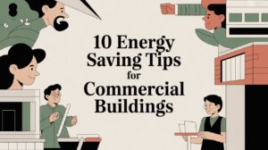 energy saving tips for commercial buildings office illustration Blog Electricians Blog