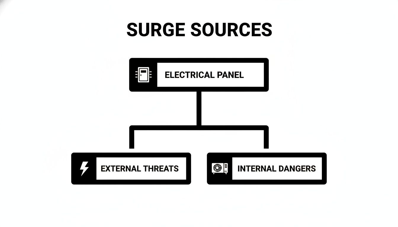 how does a whole home surge protector work