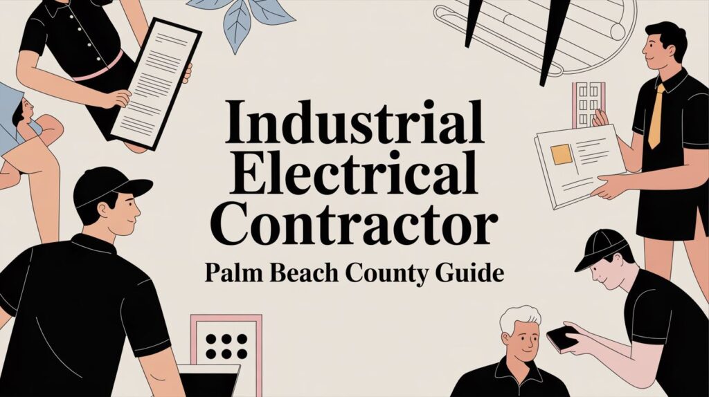 industrial electrical contractor palm beach county professional illustration Industrial Electrical Contractor Palm Beach County Guide That's why hiring an Industrial electrical contractor Palm Beach County isn't a routine purchasing task. For warehouses, processing spaces, marine-adjacent facilities, mixed-use industrial properties, and buildings with rooftop warning systems, the contractor you choose becomes part of your risk control plan. If they can't diagnose fast, document clearly, and work cleanly under pressure, your facility carries the consequences.