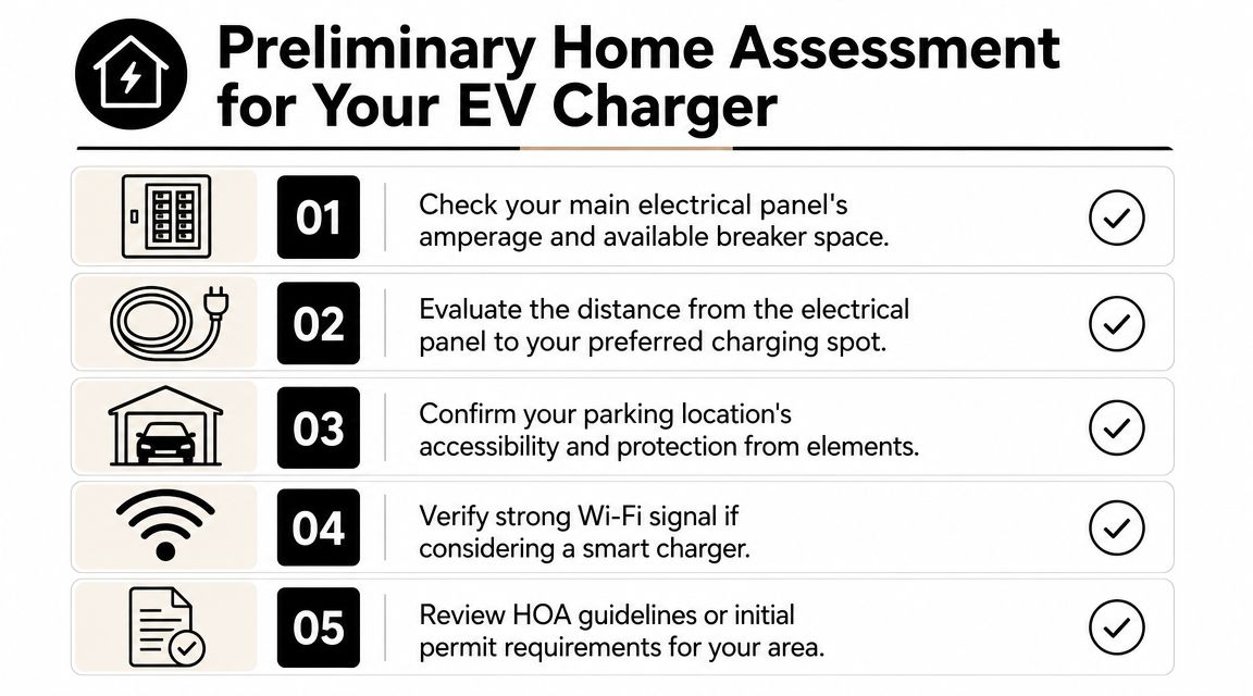 level 2 ev charger installation in west palm beach fl ev checklist Expert Level 2 EV Charger Installation in West Palm Beach FL The part that usually gets missed is this. Level 2 EV charger installation in West Palm Beach FL isn't just about buying a charger and hanging it on the wall. It's an electrical project that has to fit your panel, your parking layout, Palm Beach County permit requirements, and in a lot of South Florida homes, the heavy load already created by air conditioning. A five-step checklist for a preliminary home assessment before installing an electric vehicle charging station.