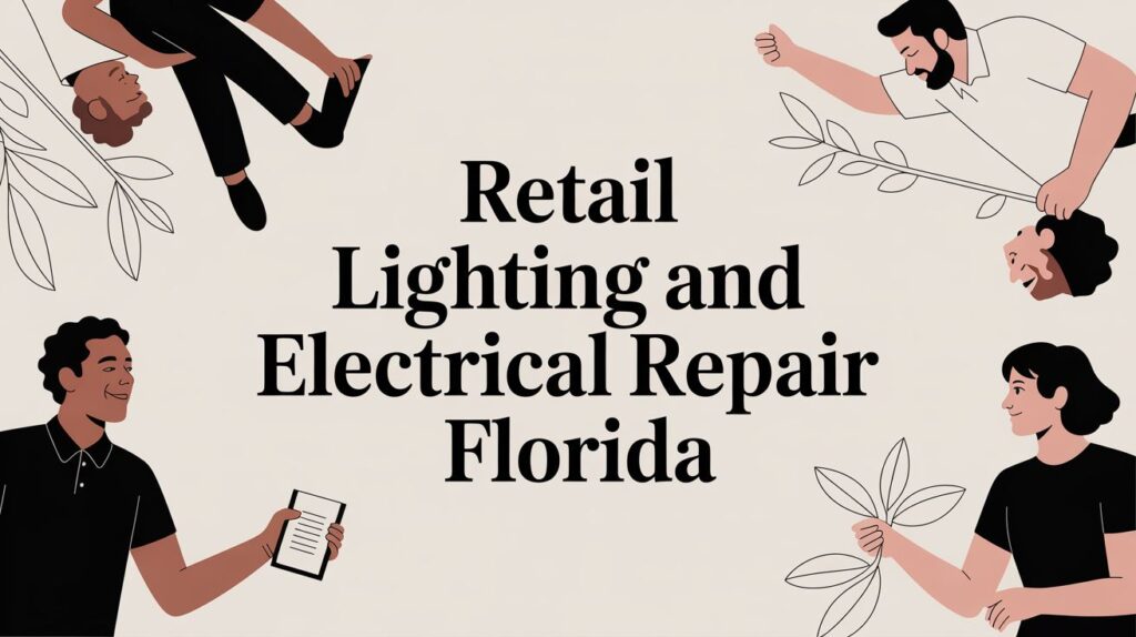 retail lighting and electrical repair florida service illustration Retail Lighting and Electrical Repair Florida Retail lighting and electrical repair Florida work has to be handled with business consequences in mind. The goal isn't only to restore power. It's to keep checkout moving, maintain safe egress, protect inventory, avoid repeat failures, and use repair visits as a chance to fix the deeper problem instead of resetting the same breaker next week.
