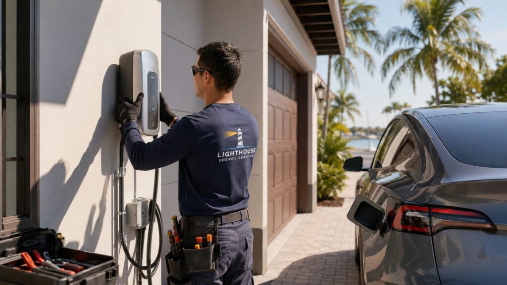 ev charger installation in lake worth fl electrician installing charger EV Charger Installation in Lake Worth FL: Expert Services A clean EV charger installation in Lake Worth FL starts with the house, not the charger. If you understand the site, the electrical capacity, and the permit path before work begins, the install is smoother, the quote is more accurate, and you avoid the common surprise costs that frustrate homeowners.