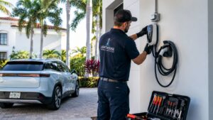 ev charger installation in palm beach gardens fl electrician installing Blog Electricians Blog