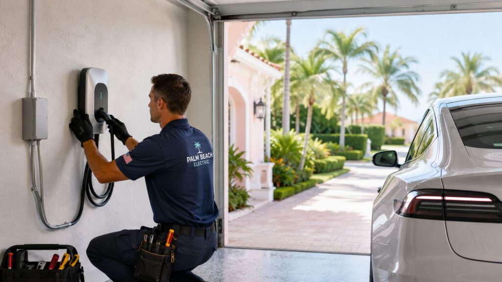 ev charger installation near palm beach fl electrician installing charger EV Charger Installation Near Palm Beach FL: A Local Guide That's usually when people start searching for EV charger installation near Palm Beach FL. They want a straight answer. Can the house handle it? Do they need a panel upgrade? Does the city require permits? If they live in a condo or deal with an HOA, who approves what?