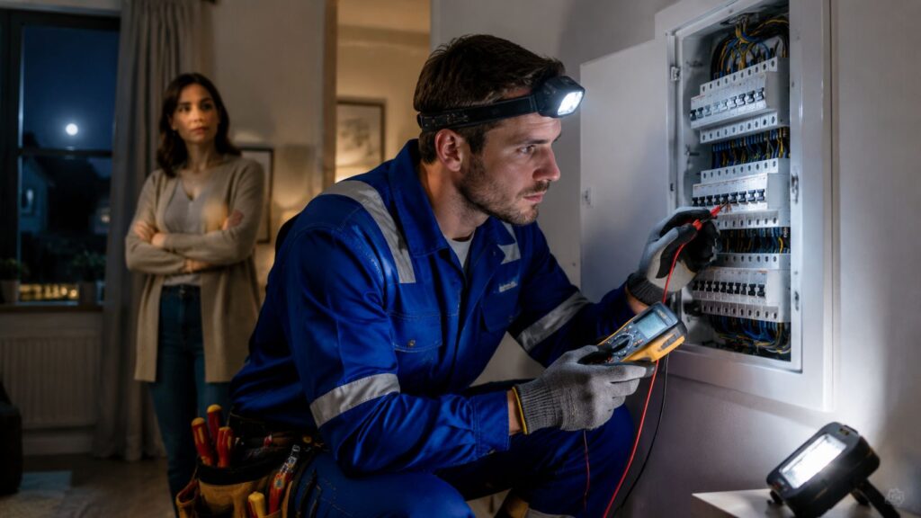 24 7 residential electrical repair electrician repairs 24/7 Residential Electrical Repair: When to Call and What 24/7 residential electrical repair exists for more than restoring a dark room. It provides trained help when a panel is arcing, wiring is overheating, storm damage has exposed conductors, or a partial outage points to a dangerous fault. The critical skill is knowing what can wait and what shouldn't. 24 7 residential electrical repair electrician repairs 24/7 Residential Electrical Repair: When to Call and What 24/7 residential electrical repair exists for more than restoring a dark room. It provides trained help when a panel is arcing, wiring is overheating, storm damage has exposed conductors, or a partial outage points to a dangerous fault. The critical skill is knowing what can wait and what shouldn't.