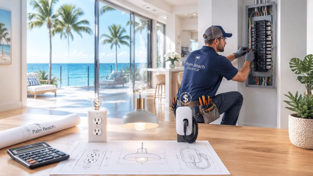 electrical installation cost electrical services Electrical Installation Cost: A Practical Palm Beach Guide A simple outlet replacement in Palm Beach County can run about $165, while a 100A-to-200A panel upgrade averages $3,200. The actual electrical installation cost depends less on the device itself and more on access, distance, and load, because those are the things that turn a small job into a bigger one.