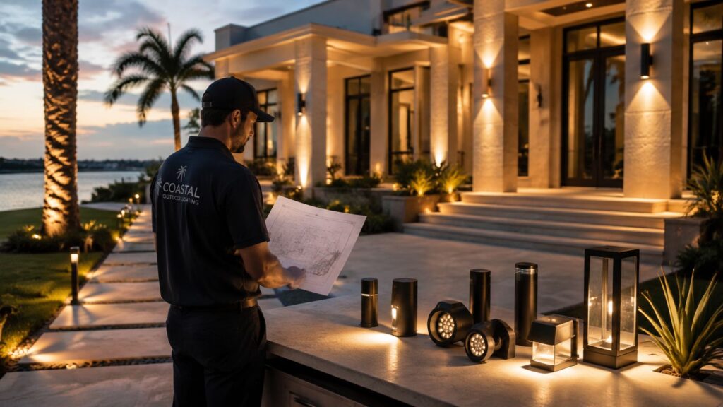 exterior architectural lighting contractors lighting consultation How to Hire Exterior Architectural Lighting Contractors You've got a property that looks unfinished after sunset, or an older system that keeps losing fixtures, tripping circuits, and drawing complaints from neighbors. The first instinct is usually to compare fixture styles and ask for a price. In Palm Beach County, that's backward. You need to qualify the exterior architectural lighting contractor before you discuss the lighting effect. exterior architectural lighting contractors lighting consultation How to Hire Exterior Architectural Lighting Contractors You've got a property that looks unfinished after sunset, or an older system that keeps losing fixtures, tripping circuits, and drawing complaints from neighbors. The first instinct is usually to compare fixture styles and ask for a price. In Palm Beach County, that's backward. You need to qualify the exterior architectural lighting contractor before you discuss the lighting effect.
