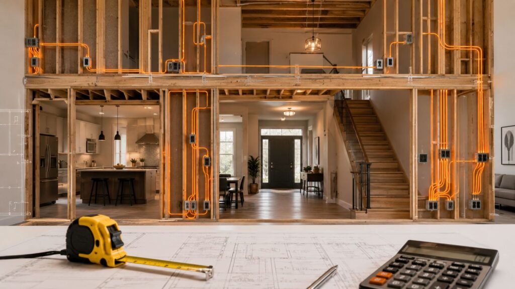 home electrical wiring cost construction site Home Electrical Wiring Cost: 2026 Pricing Guide New construction wiring typically costs $4 to $9 per square foot, while whole-house rewiring usually runs $5 to $17 per square foot. For a 1,500-square-foot home, a full rewire generally falls between $4,000 and $18,000. home electrical wiring cost construction site Home Electrical Wiring Cost: 2026 Pricing Guide New construction wiring typically costs $4 to $9 per square foot, while whole-house rewiring usually runs $5 to $17 per square foot. For a 1,500-square-foot home, a full rewire generally falls between $4,000 and $18,000.