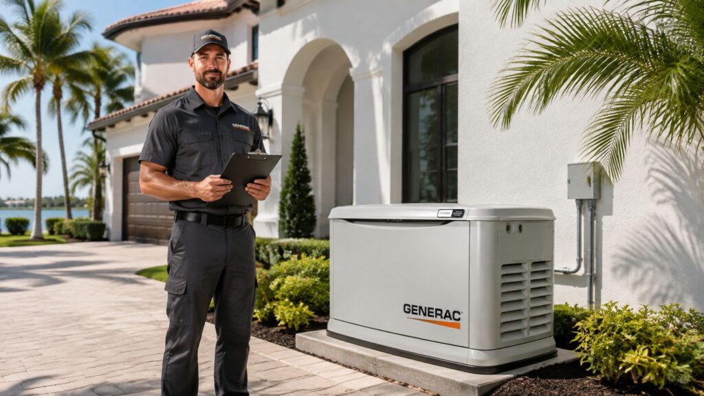 standby generator installers technician How to Choose Standby Generator Installers in Palm Beach That's when the project becomes visible. A standby generator isn't just a box delivered to a concrete pad. It's a coordinated electrical, fuel, permitting, utility, inspection, and commissioning project. The right standby generator installers manage that chain from the first load calculation through final approval, rather than leaving the homeowner to coordinate separate trades after the sale. standby generator installers technician How to Choose Standby Generator Installers in Palm Beach That's when the project becomes visible. A standby generator isn't just a box delivered to a concrete pad. It's a coordinated electrical, fuel, permitting, utility, inspection, and commissioning project. The right standby generator installers manage that chain from the first load calculation through final approval, rather than leaving the homeowner to coordinate separate trades after the sale.