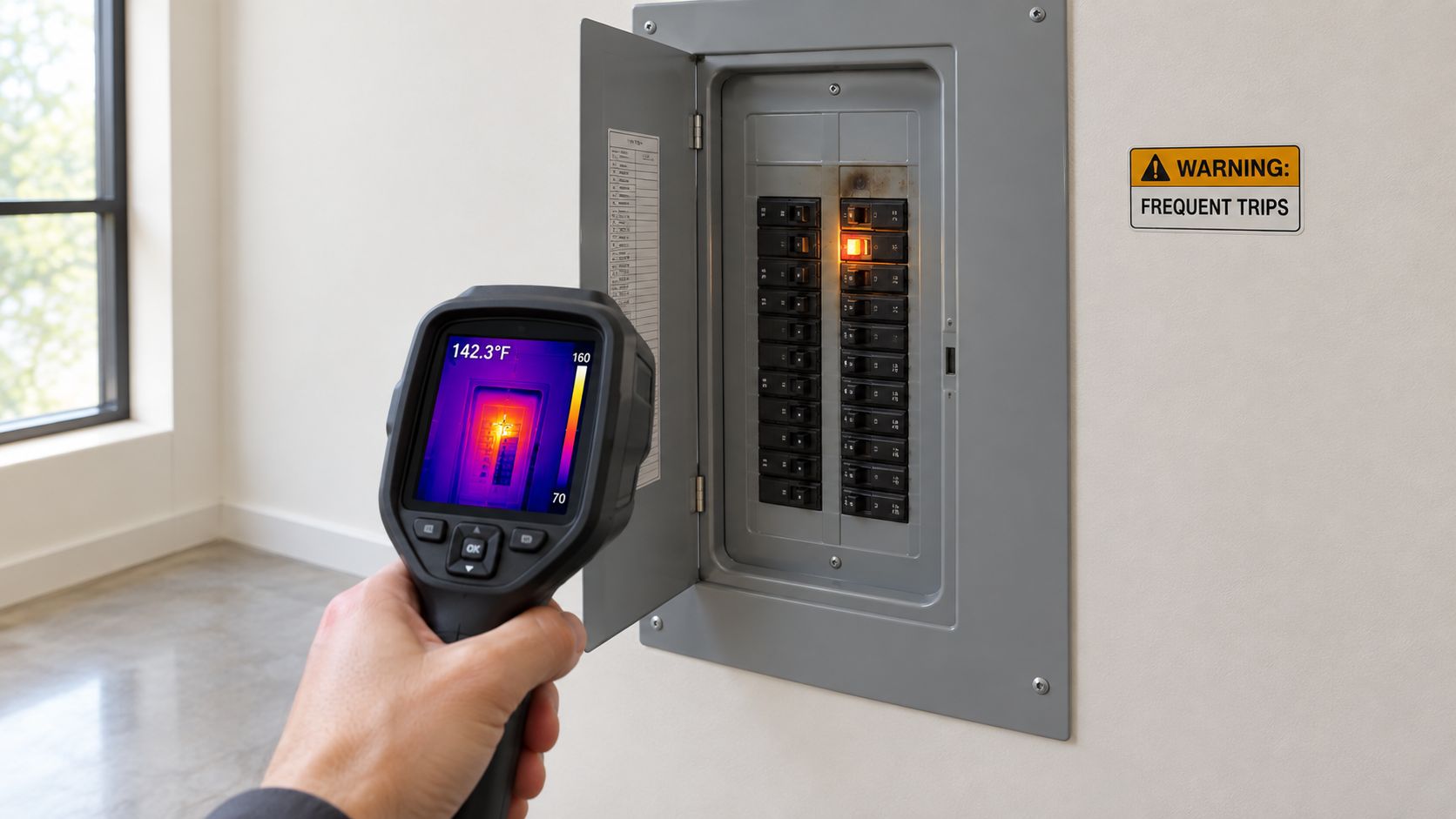 commercial electrical service panel thermal inspection Commercial Electrical Service Panel: A 2026 Guide A commercial electrical service panel is more than a metal enclosure filled with breakers. It controls how safely a building receives power, distributes it, adds future loads, and demonstrates compliance. The right question isn't only whether the panel has enough amperage. You also need to ask whether its ratings, labels, fault-current information, arc-flash documentation, and physical condition support the building you operate today and the loads you plan to add next. A technician holds a thermal imaging camera pointed at an electrical circuit breaker panel showing heat issues.