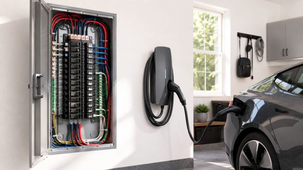 ev charger electrical requirements ev charger EV Charger Electrical Requirements Explained for Homeowners You've just brought home an EV, and the first thing you notice is the unused 240-volt dryer receptacle in the garage. It looks like an easy win: plug in a Level 2 charger, close the garage door, and start charging overnight. Then an electrician opens the panel and finds that the home's service is already carrying a heavy load from air conditioning, cooking equipment, water heating, and laundry. ev charger electrical requirements ev charger EV Charger Electrical Requirements Explained for Homeowners You've just brought home an EV, and the first thing you notice is the unused 240-volt dryer receptacle in the garage. It looks like an easy win: plug in a Level 2 charger, close the garage door, and start charging overnight. Then an electrician opens the panel and finds that the home's service is already carrying a heavy load from air conditioning, cooking equipment, water heating, and laundry.