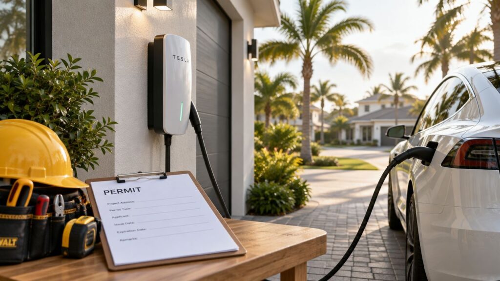 ev charger installation permit charging station EV Charger Installation Permit Guide for Palm Beach County You've bought the charger, cleared space in the driveway, and may even have the mounting bracket ready. Then the electrician asks for the panel information and mentions an EV charger installation permit. Suddenly, the project isn't just about hanging a box on the wall. It's about whether your electrical service can safely support Level 2 charging, which approvals apply to your property, and whether Florida Power & Light needs to be involved before the work can be completed. ev charger installation permit charging station EV Charger Installation Permit Guide for Palm Beach County You've bought the charger, cleared space in the driveway, and may even have the mounting bracket ready. Then the electrician asks for the panel information and mentions an EV charger installation permit. Suddenly, the project isn't just about hanging a box on the wall. It's about whether your electrical service can safely support Level 2 charging, which approvals apply to your property, and whether Florida Power & Light needs to be involved before the work can be completed.