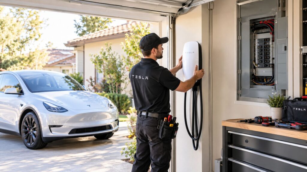 tesla charger installation electrician ev charger Tesla Charger Installation Electrician: A 2026 Guide You've just brought home a new Tesla in Boca Raton, and the question isn't whether you can plug it in tonight. The question is whether the outlet, panel, wiring, permit, and charger settings will support safe charging before tomorrow morning's commute. A Tesla charger installation electrician has to solve the whole electrical path, not mount a box on the garage wall.