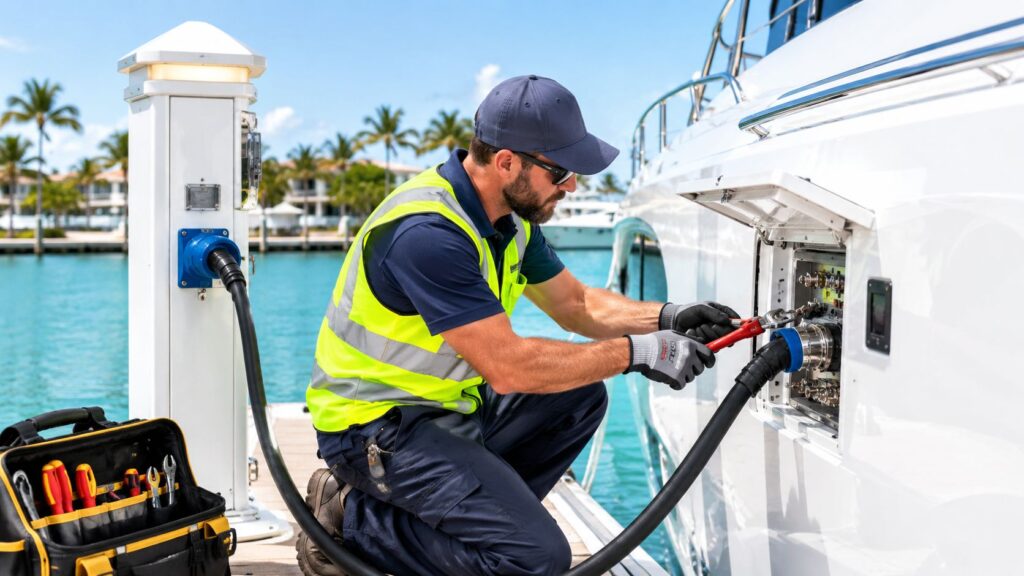 marine electrical contractor yacht repair Hiring a Marine Electrical Contractor in Palm Beach You're tied to a Palm Beach marina on a Friday evening when the shore-power breaker trips again. The battery bank is already weak, refrigeration is warming, the bilge pump is silent, and a storm watch has you thinking about every system that could fail next. A general electrician may be available, but availability alone doesn't make someone qualified to work on a vessel. marine electrical contractor yacht repair Hiring a Marine Electrical Contractor in Palm Beach You're tied to a Palm Beach marina on a Friday evening when the shore-power breaker trips again. The battery bank is already weak, refrigeration is warming, the bilge pump is silent, and a storm watch has you thinking about every system that could fail next. A general electrician may be available, but availability alone doesn't make someone qualified to work on a vessel.